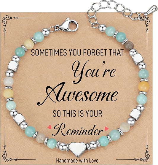 TONY & SANDY Tiny Beaded Bracelets for Women, Sometimes You Forget You're Awesome Gift, Unique Stocking Stuffers for Women, Mom, Daughter, Wife, Coworker, Best Friend, Bestie, Granddaughter