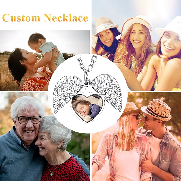Supcare Locket Necklace That Holds Pictures-Engraved Photo Pendant Custom Jewellery Gifts for Men Women (with Jewellery Gift Box)