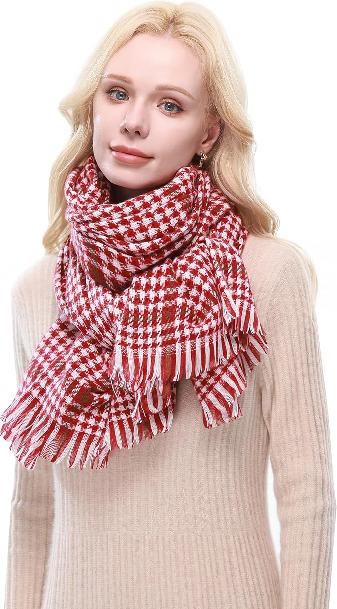RIIQIICHY Plaid Scarf for Women Fall Winter Pashmina Scarves Wraps for Cold Weather Warm Large