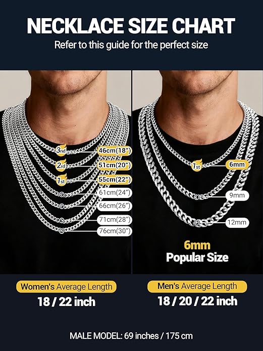 PROSTEEL Miami Cuban Link Chain for Men, 18K Gold/Black/Stainless Steel Necklace,6mm/9mm/12mm Width, Upgrade Clasp & Durable Chain for Mens Womens Jewelry,18"-30",with Gift Box