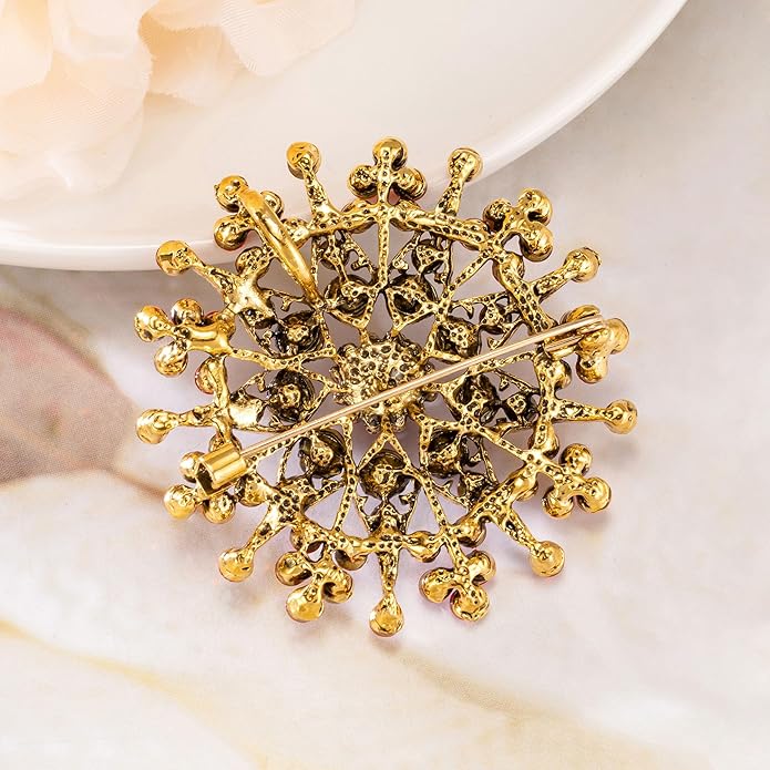 HAISWET Snowflake Flower Brooch Crystal Rhinestone Brooch Pin for Women
