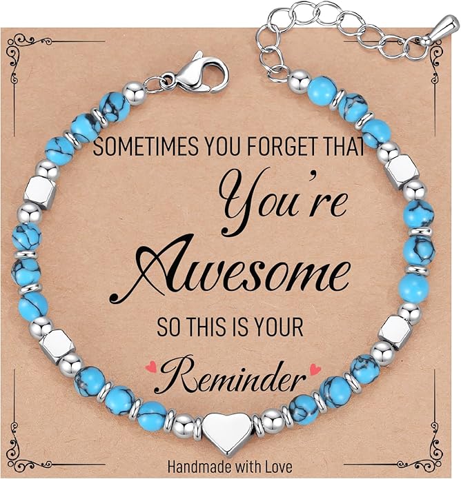 TONY & SANDY Tiny Beaded Bracelets for Women, Sometimes You Forget You're Awesome Gift, Unique Stocking Stuffers for Women, Mom, Daughter, Wife, Coworker, Best Friend, Bestie, Granddaughter