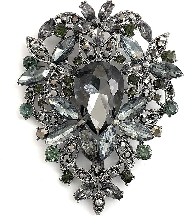 SELOVO Leaf Bouquet Scarf Big Brooch Pin Broach Crystal Jewelry