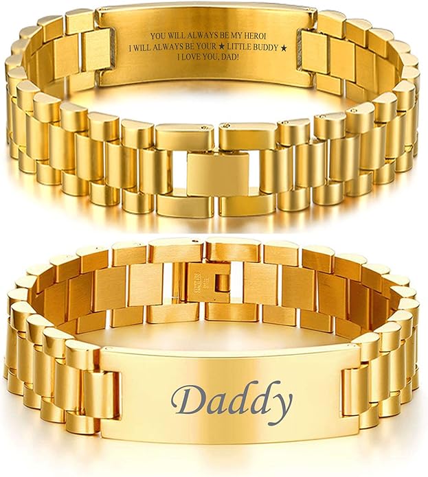 VNOX Masculine Watch Band Stainless Steel Link Bracelet Personalized Jewelry Gift for Men DAD Father Husband Boyfriend