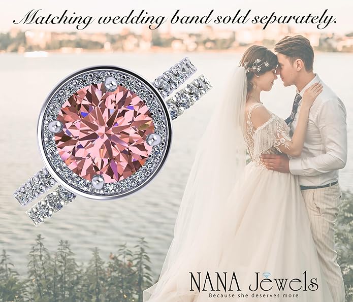 NANA Jewels Sterling Silver Engagement Rings for Women - Choose Simulated Morganite, Citrine, Aquamarine & More