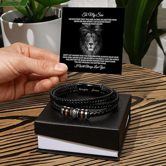 To My Son Bracelet from Dad with Heartfelt Message, Bracelets For Men, Birthday Gift for Son from Mom and Dad, Graduation Christmas Gifts for Him