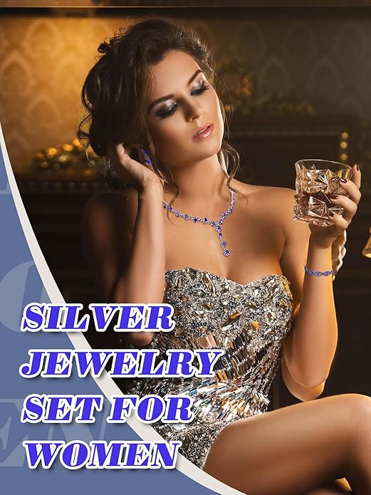 Henoyso 5 Pcs Purse Rhinestone Jewelry Set Prom Jewelry Rhinestone Clutch Purse Necklace Earrings Bracelets for Women Bride