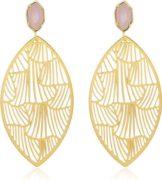 OZEL – Crystal Earrings for Women Dangle – 14K Gold Plated Lightweight Daily Fashion Earrings