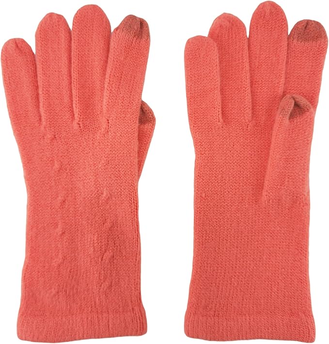 BRUCERIVER Women's Ultra Soft Knit Scarf & Glove Set Touchscreen Function Cable Design