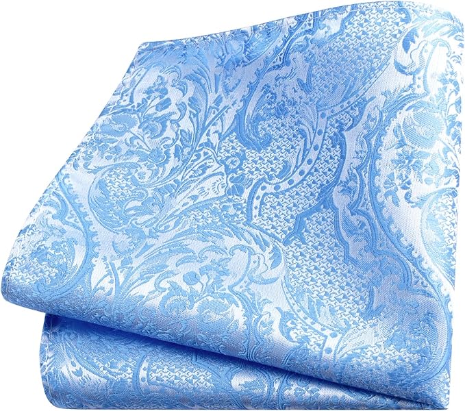 GUSLESON 8cm Paisley Tie Set for Men Necktie Lapel Pin Pocket Square Cufflinks Set for Men