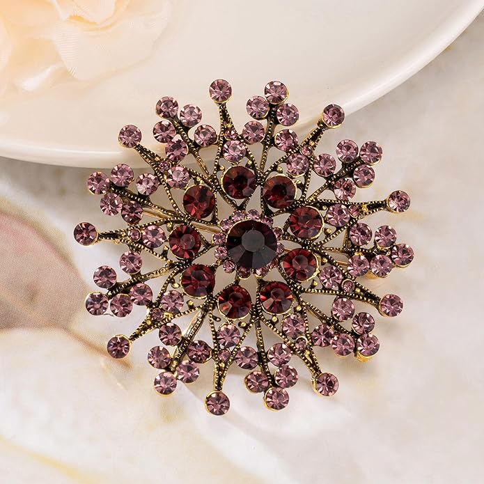 HAISWET Snowflake Flower Brooch Crystal Rhinestone Brooch Pin for Women
