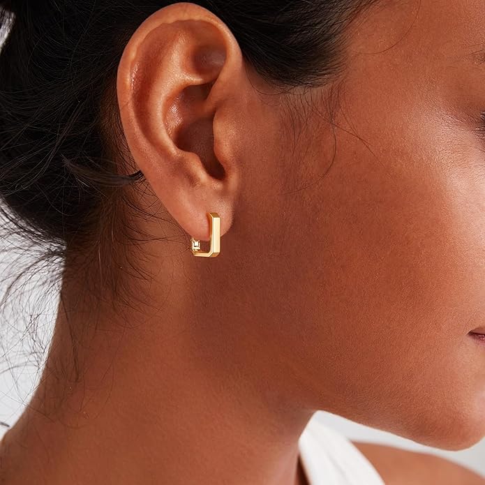 Gacimy Gold Huggie Hoop Earrings for Women 14k Gold Plated, Small Hoop Earrings for Women, 1/2 Inch Yellow Color Earrings for Women