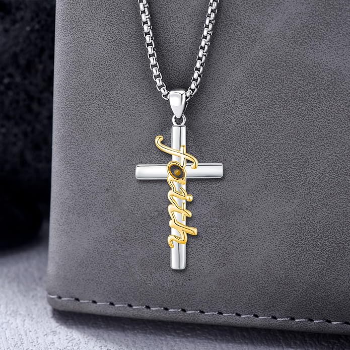 Midir&Etain Cross Necklace 925 Sterling Silver Celtic Christian Pendant Religious Protection Jewelry for Women Men