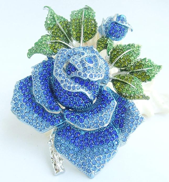 Gorgeous Wedding 5.32" Big Rose Flower Brooch Pin Austrian Crystal Pendant BZ2994