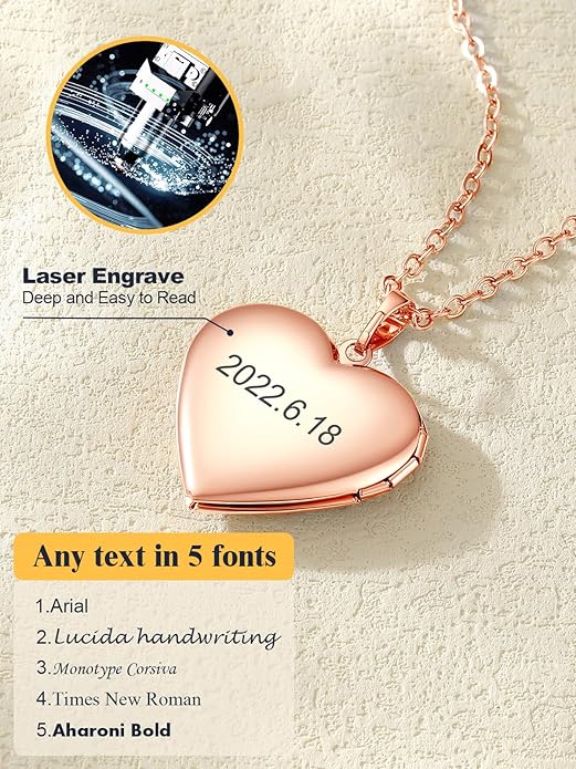 U7 Women Locket Necklace Platinum 14K Gold Photo Lockets that Hold Picture,Chain 20 Inch Personalized Gift Custom Love Heart Image Necklaces