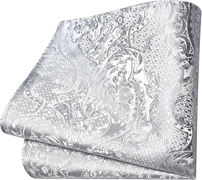 GUSLESON 8cm Paisley Tie Set for Men Necktie Lapel Pin Pocket Square Cufflinks Set for Men