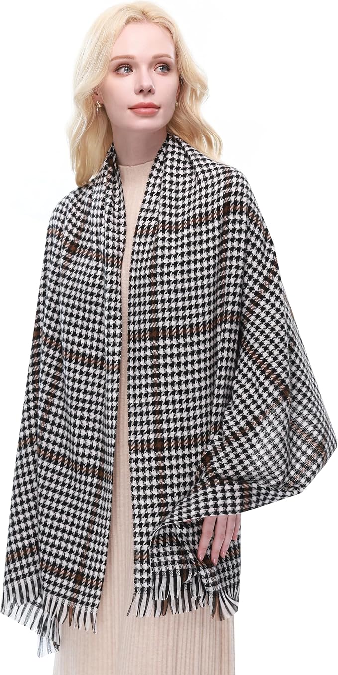 RIIQIICHY Plaid Scarf for Women Fall Winter Pashmina Scarves Wraps for Cold Weather Warm Large