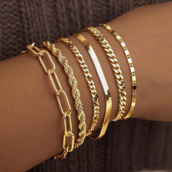 Silver Bracelets for Women Stack, Silver or Gold Plated Cuff Bangle Set, Trendy Silver Jewelry for Women Fashion