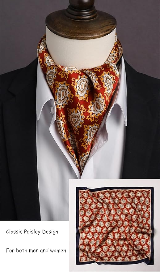 ANDANTINO 100% Pure Mulberry Silk Small Square Scarves -21'' x 21''- Digital Printed Neckerchief –Women Men Lightweight Scarf