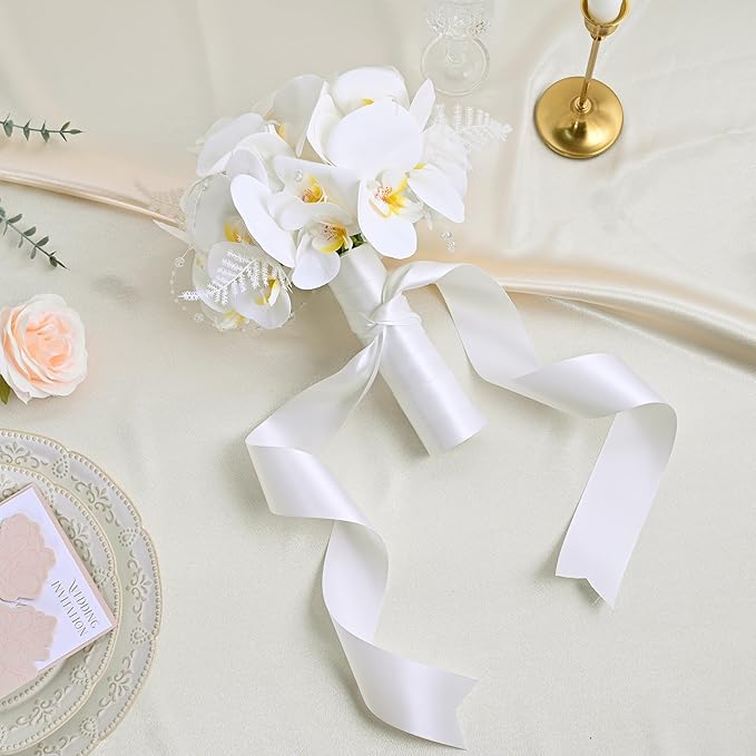 LEEQE Double Face Satin Ribbon 2 inch X 25 Yards Polyester White Ribbon for Gift Wrapping Very Suitable for Weddings Party Hair Bow Invitation Decorations and More