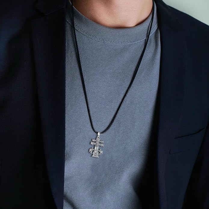 EUDORA 925 Sterling Silver St Christopher/St Benedict/St Michael/Virgin Mary/San Judas Tadeo/Good Shepherd Cross/Archangel Necklace Medal Pendant Protection Religious Amulet Jewelry For Men Women