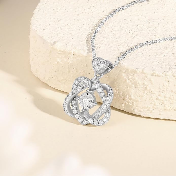 Sterling Silver Lab Grown Diamond Halo Pendant Necklace, Chain Included,ideal gift for anniversaries, birthdays, or any milestone celebration