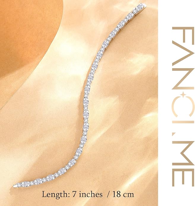 FANCIME Birthstone Bracelets Sterling Silver Tennis Bracelets Charm Fine Jewelry Birthday Gifts for Women 7"