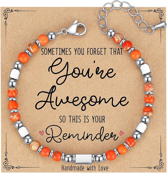 Tiny Gemstone Beaded Bracelets for Women Teen Girls, You are Awesome Jewelry Gifts for Women, Friends, Sister, Mom, Daughter...