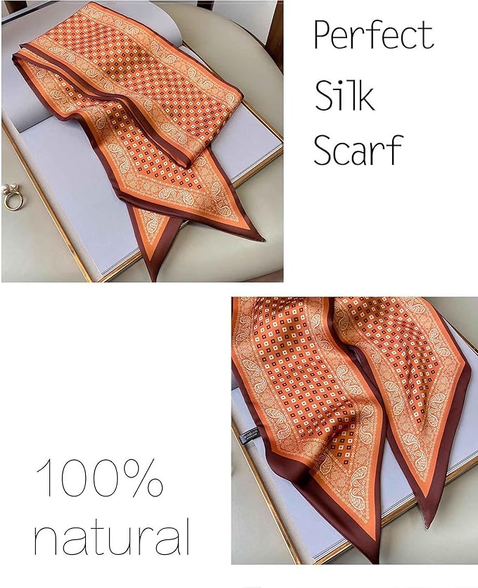 kcctoo 59" Mulberry Silk Like Head Scarf Women's Fashion Square Neck Satin Scarfs for Bag Hair Scarves Gift 59 * 5.9”
