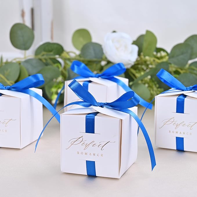 LEEQE Double Face Royal Blue Satin Ribbon 3/8 inch X 50 Yards Polyester Royal Blue Ribbon for Gift Wrapping Very Suitable for Weddings Party Hair Bow Invitation Decorations and More