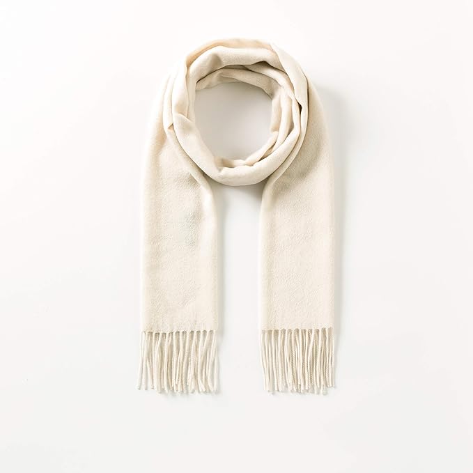 EURKEA 100% Cashmere 2025 Winter Scarf for Women Fringed Edges Warm & Soft Lightweight Solid/Plaid/Two-Tone Free Size
