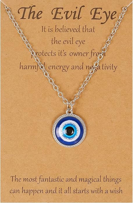 VIBILIA Evil Eye Necklace Sun Pendant Turkish Blue Eye Protection Lucky Necklaces Jewelry Gifts for Men Women (Sun) - Silver