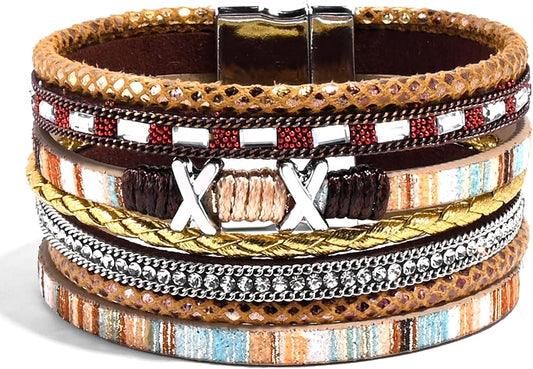 VIBILIA Boho Leather Wrap Bracelets for Women Multi-Layer Bracelets with Strong Clasp Jewelry for Women