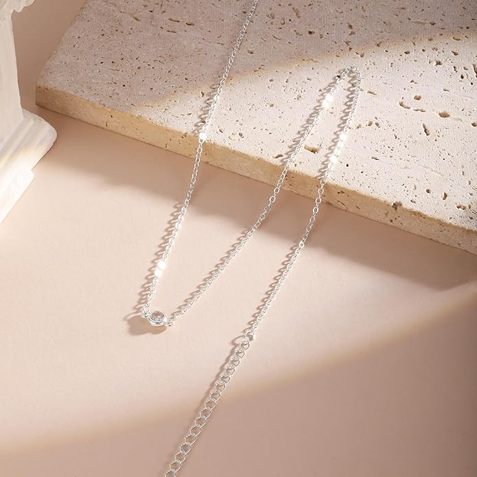 Cubic Zirconia Necklace, Dainty 14k Gold Plated Diamond Necklaces For Women Choker Necklace Simple Gold Plated CZ Jewelry Necklaces for Women Trendy Gifts