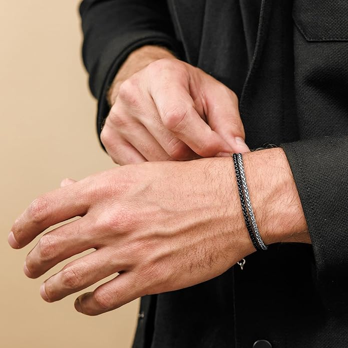 Galis Mens Bracelet Dvir - Stainless Steel for Men, Non Tarnish Rope Chain Bracelets, Stylish Birthday, Gift for Men, Dad, Husband, Boyfriend