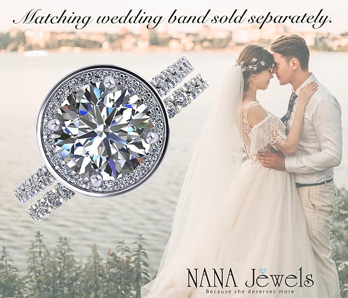 NANA Jewels Sterling Silver Engagement Rings for Women - Choose Simulated Morganite, Citrine, Aquamarine & More