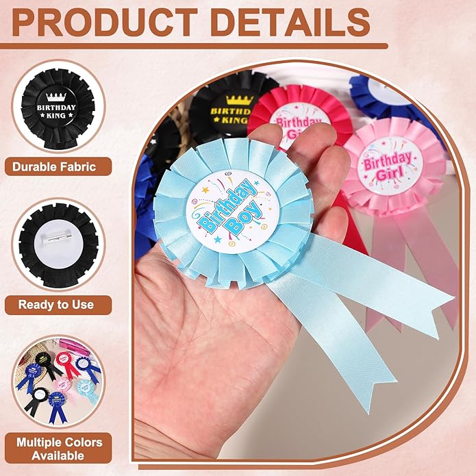 uxcell Blank Award Ribbon Prize, Party Badge Brooch Badge Brooch Pin for Women Men Colorful Satin Corsage Fabric Birthday Award Ribbon Party Tinplate Decorations