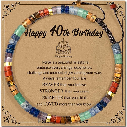 30th 40th 50th 60th 70th 80th Birthday Gifts for Women, Natural Stone Bracelet Birthday Gifts for Mom Daughter Grandma Sister Friends Coworker
