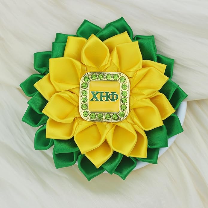 Greek Chi Eta Flower Corsage for Women Sorority Chi Brooch Pin 1932 Sorority Gift Crystal Paraphernalia Jewelry for Soror Sisterhood Gift