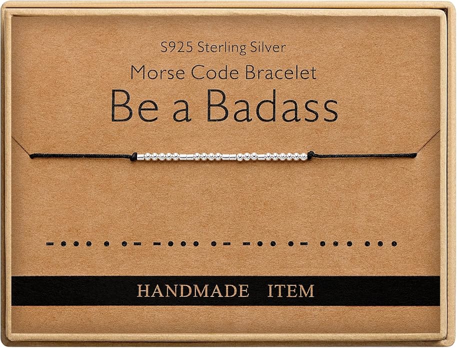 Monily Inspirational Gifts for Women Morse Code Bracelets for Women Funny Bracelet for Friend Funny Gift for Women Sterling Silver Bracelet for Women