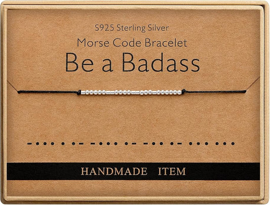 Monily Inspirational Gifts for Women Morse Code Bracelets for Women Funny Bracelet for Friend Funny Gift for Women Sterling Silver Bracelet for Women