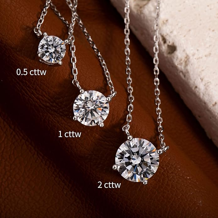 S.Leaf 18Karat Gold Plated Cubic Zirconia Necklace for Women S925 Sterling Silver 0.5/1/2cttw Dainty Crystal Cubic Zirconia Pendant Necklaces Best Friend Birthday Gifts for Women Trendy Sister Mom Wife Womens Her Friend Party