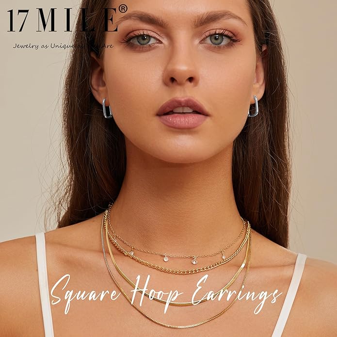 Hoop Earrings Set for Women, 6 Pairs 14K Gold Plated Lightweight Hypoallergenic Chunky Open Twisted Hoops Earrings Pack Jewelry