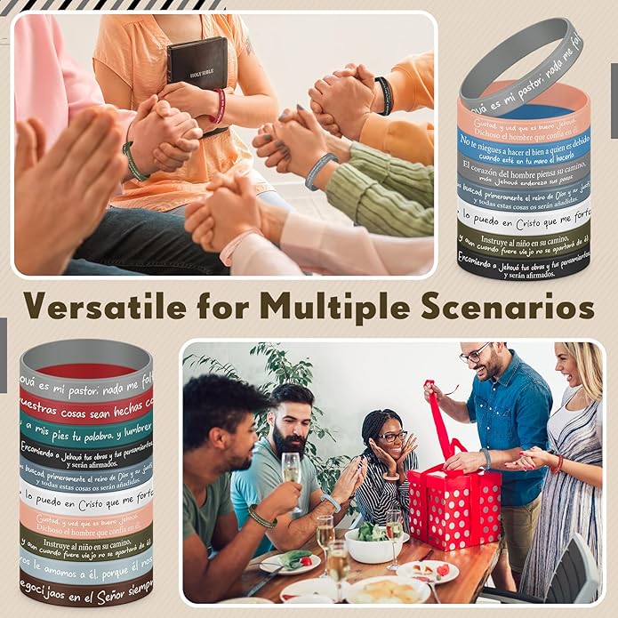Ecation Bible Verses Bracelets Bulk Scripture Silicone Wristbands Inspirational Motivational Quote Rubber Wristbands Christian Bracelets for Easter Carnival Party Favors