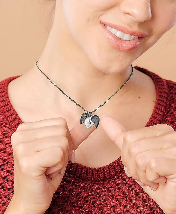 Supcare Locket Necklace That Holds Pictures-Engraved Photo Pendant Custom Jewellery Gifts for Men Women (with Jewellery Gift Box)