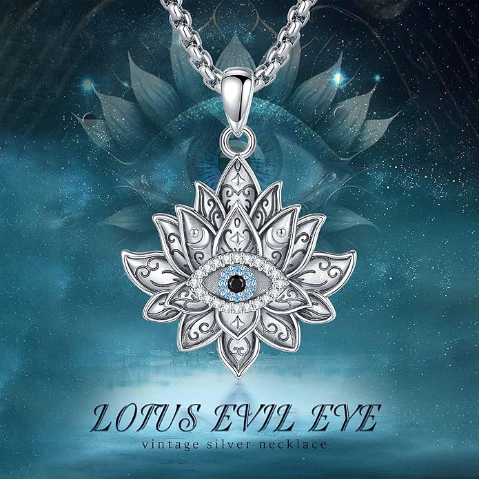INFUSEU 925 Sterling Silver Italian Horn Evil Eye Necklace for Women Men Good Luck Protection Gifts