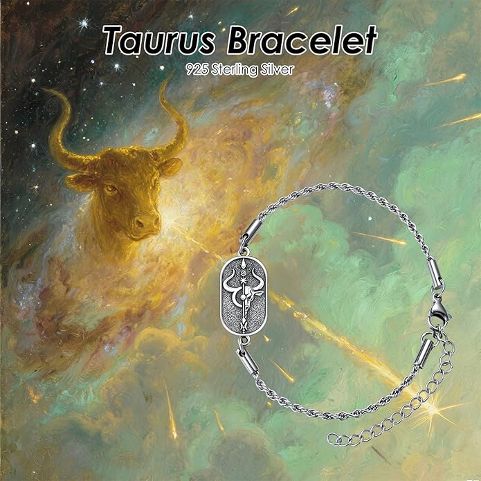 SIMONLY Zodiac Bracelet 925 Sterling Silver Constellation Anklet Horoscope Zodiac Jewelry Christmas Birthday Astrology Gifts for Women Men Unisex