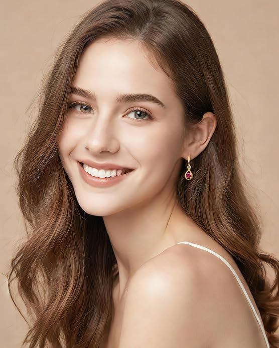 FANCIME Dangle Drop Earrings 925 Sterling Silver Dainty Infinity Round Gemstone Birthstone Jewelry Birthday Gifts for Her Women