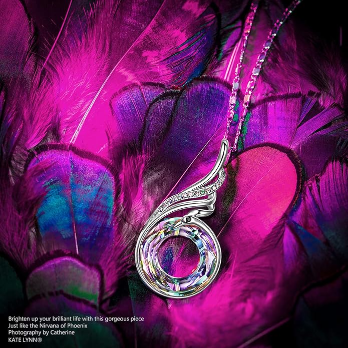 Kate Lynn "Rise From the Ashes Phoenix Necklace Made with Crystals from Austria, 18"+2" Necklace, Packaged with Jewelry Box, Birthday Gift for Women, Symbol of Luck and Renewal