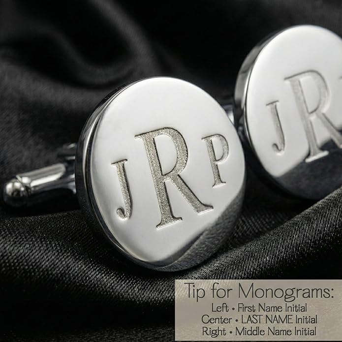 Custom Cuff Links & Personalized Tie Clip Gift Set for Men • Engraved Monogram, Date, Handwriting, Crest, Logo • Father's Day Gift for Dad • Gold, Silver, Black